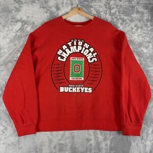 VTG Ohio State Buckeyes Sweatshirt Mens Large OSU 2002 Football Champions Red